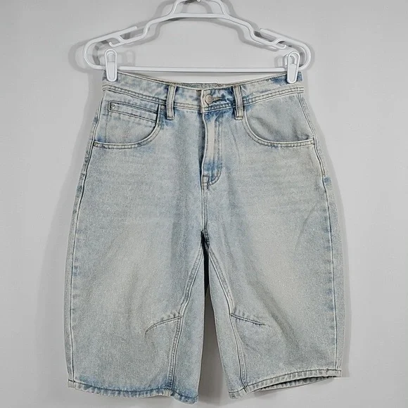 Rise Supply Co Womens High Rise Baggy Denim Shorts Jorts Light Wash 9 Streetwear - Picture 2 of 10